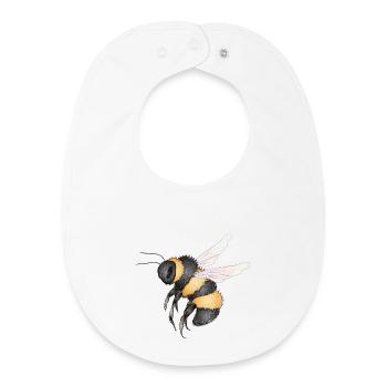 detaillierte Zeichnung einer fliegenden Hummel - Baby Organic Lätzchen - Weiß - Vorne