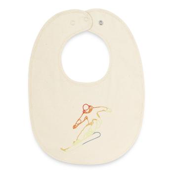 Snowboarder Sketch - Baby Organic Bib - soft Ecru - Front