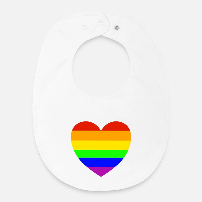Rainbow Heart Pride Design - Baby Organic Bib - white
