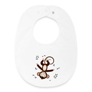 Relaxed Monkey – Playful Animal Motif - Baby Organic Bib - white - Front