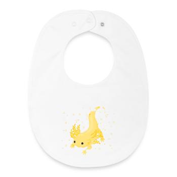 Design gecko lumineux avec détail jaune - Bavoir bébé bio - blanc - Devant