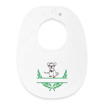 Mouse Laurel Wreath with Namespace - Baby Organic Bib - white - Front