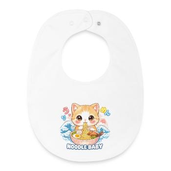 Ramen Cat Kanagawa - Baby Organic Bib - white - Front