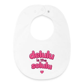 Texte de la bulle rose Delulu - Bavoir bébé bio - blanc - Devant
