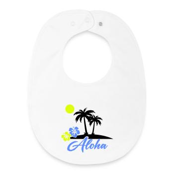 Aloha Hibiscus Neon Script - Baby Organic Bib - white - Front