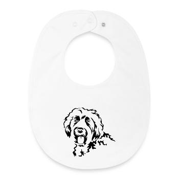 Tête Labradoodle - Bavoir bébé bio - blanc - Devant