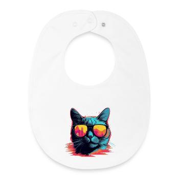 90s Cat Retrowave - Baby Organic Bib - white - Front