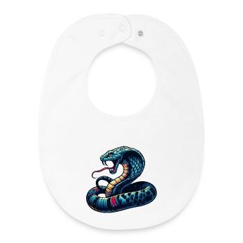 motif serpent Cobra dynamique et coloré - Bavoir bébé bio - blanc - Devant