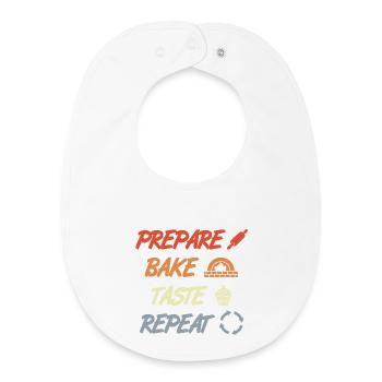 Prepare Bake Taste Repeat - Baby Organic Bib - white - Front