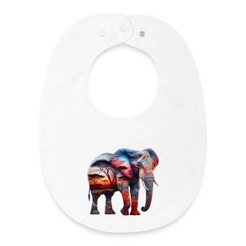 Éléphant - Bavoir bébé bio - blanc - Devant
