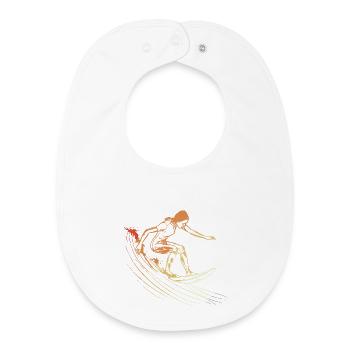 Dessin de fille surfeuse - Bavoir bébé bio - blanc - Devant