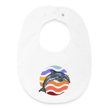 Dolphin in wave pattern - Baby Organic Bib - white - Front