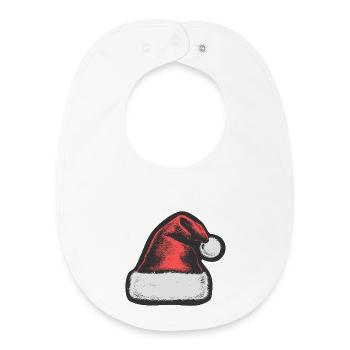 chapeau de Noël rouge - Bavoir bébé bio - blanc - Devant