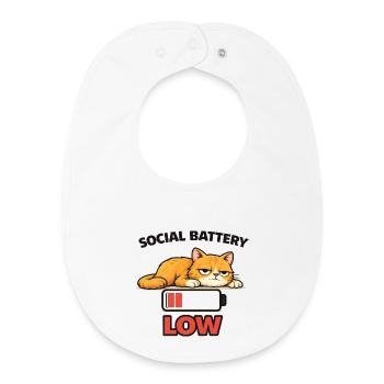 Katten-Grafik-T-Shirt mit niedriger Batterie - Baby Organic Lätzchen - Weiß - Vorne