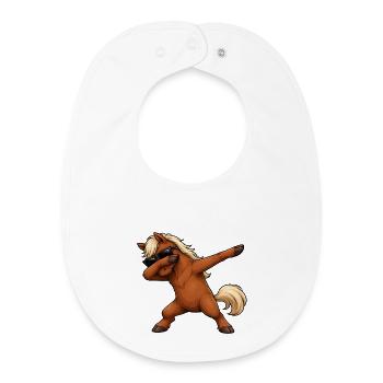 Dabbing Horse - Baby Organic Bib - white - Front