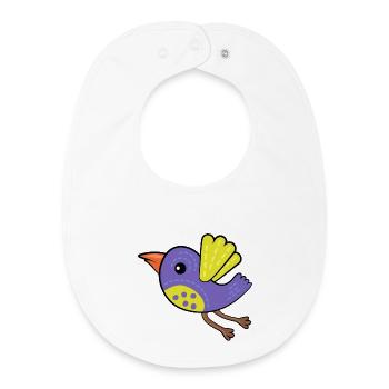Little Purple Bird - Baby Organic Bib - white - Front