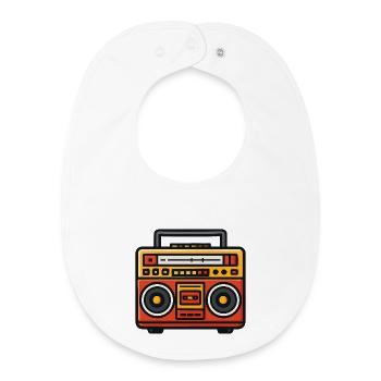 Retro boombox pop art - Baby Organic Bib - white - Front