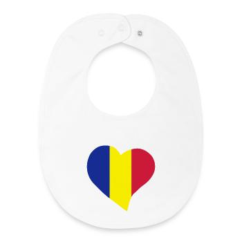 I love Romania - J'aime la Roumanie - Bavoir bébé bio - blanc - Devant