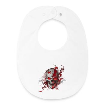 Crâne rouge - Bavoir bébé bio - blanc - Devant