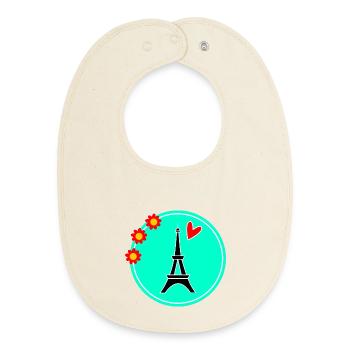 PARIS. CAPITALE. VILLE. FRANCE. PARISIEN. PARISIEN - Bavoir bébé bio - écru doux - Devant