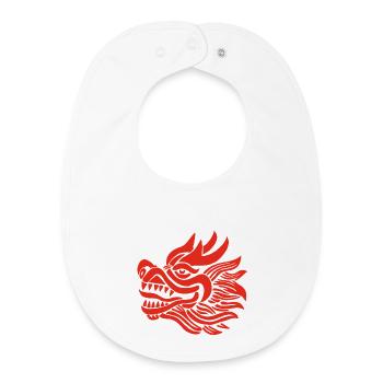 Tête de dragon chinois (rouge) - Bavoir bébé bio - blanc - Devant