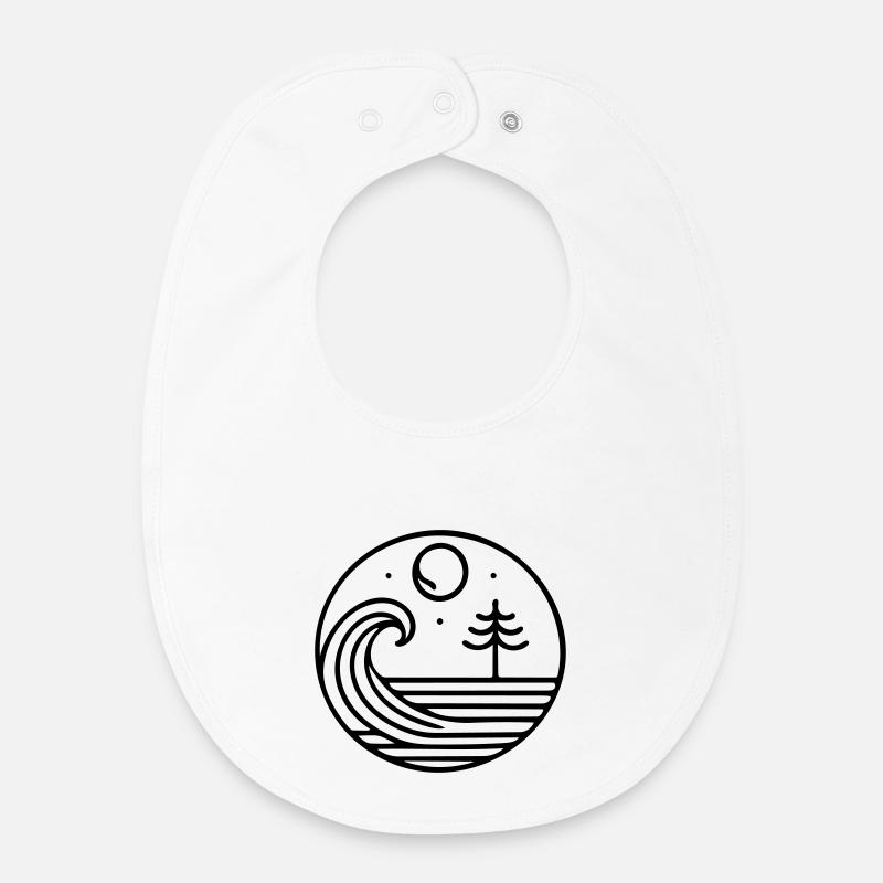 La nature en harmonie – vague et lune en circulation - Bavoir bébé bio - blanc