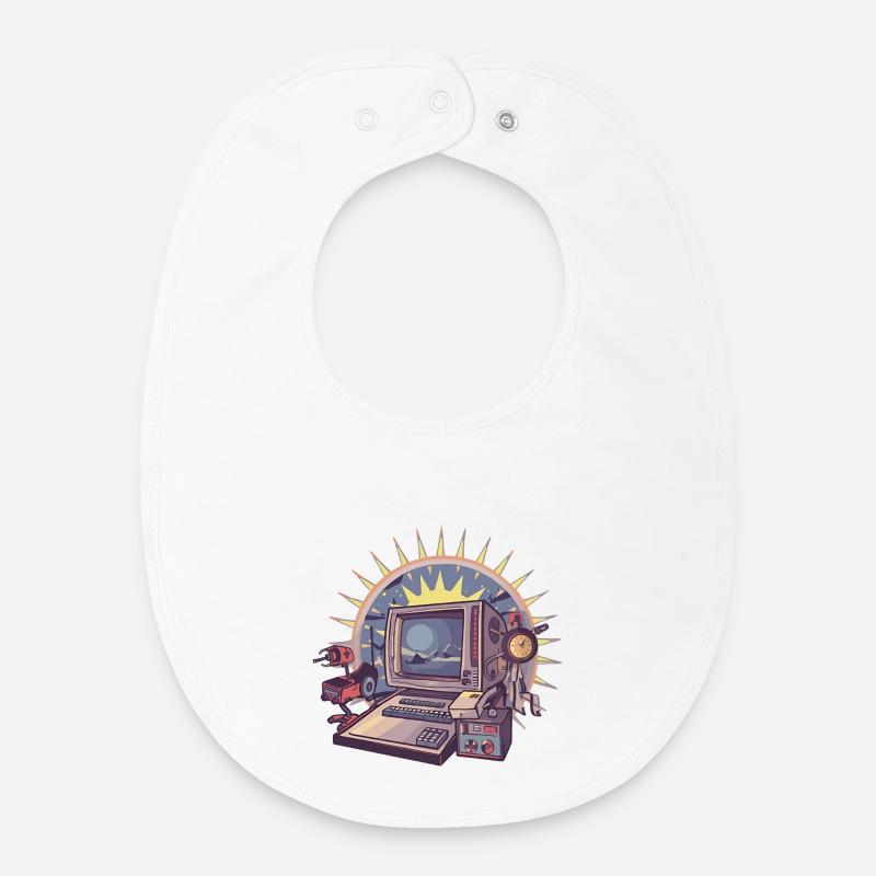 Futuristic computer with retro elements - Baby Organic Bib - white