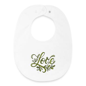 Love Schriftzug mit Mistelzweigen - Baby Organic Lätzchen - Weiß - Vorne