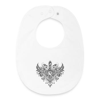Heart Mandala with Music Ornament - Baby Organic Bib - white - Front