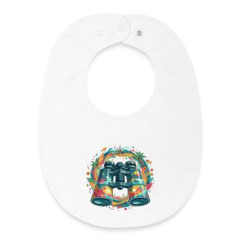 Tropical Explorer Binocular Illustration - Baby Organic Bib - white - Front