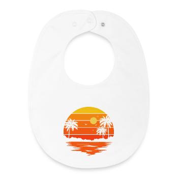 Coucher soleil palmier rétro - Bavoir bébé bio - blanc - Devant