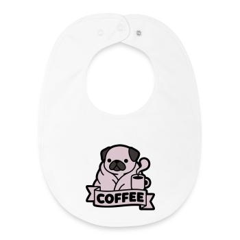 Bannière du Café du Matin du Carlin - Bavoir bébé bio - blanc - Devant