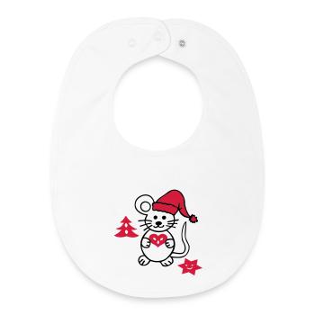 Christmas Mouse - Baby Organic Bib - white - Front