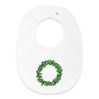 Christmas wreath made of holly branches - Baby Organic Bib - white - Front