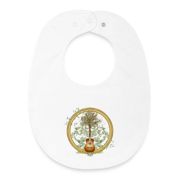 fascinating surreal guitar motif with tree - Baby Organic Bib - white - Front