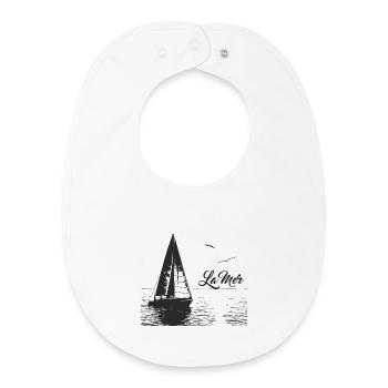 Das Meer - Segelboot und 2 Möwen - Baby Organic Lätzchen - Weiß - Vorne