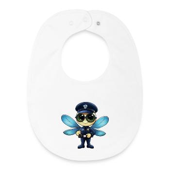 Police des libellules - Bavoir bébé bio - blanc - Devant