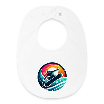 Vibrationen der Snowboard-Evolution - Baby Organic Lätzchen - Weiß - Vorne