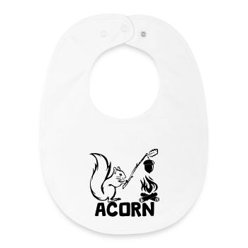 Acorn - Hungry Squirrel [Black] - Baby Organic Bib - white - Front