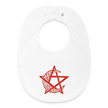 Red Lunar Pentagram - Baby Organic Bib - white - Front