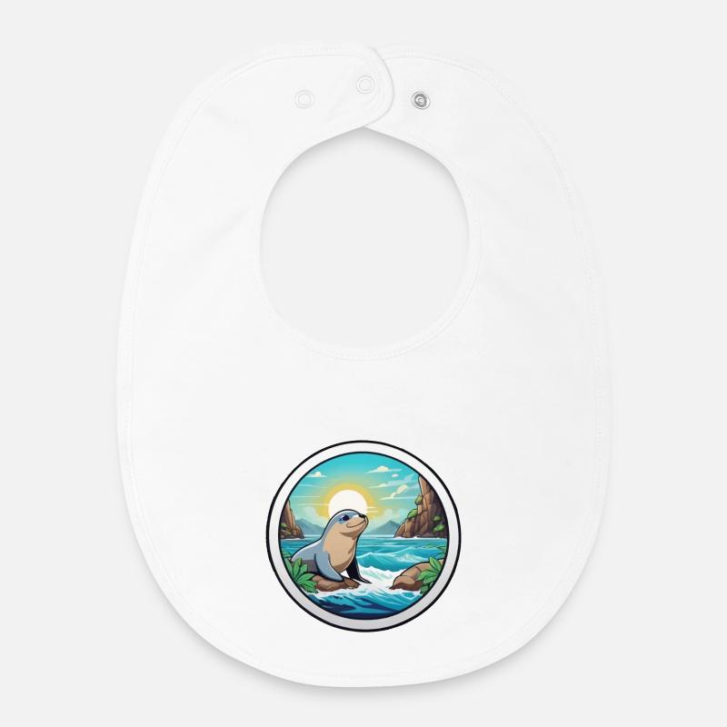 Petit phoque sur la côte - Bavoir bébé bio - blanc