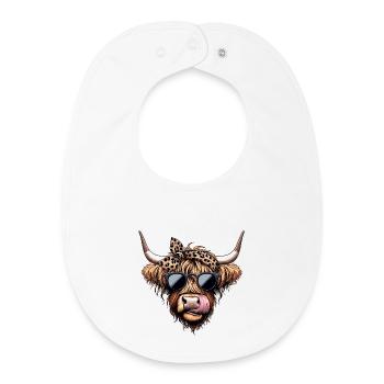 Rockabilly Highland Beef - Stylish and Cool - Baby Organic Bib - white - Front
