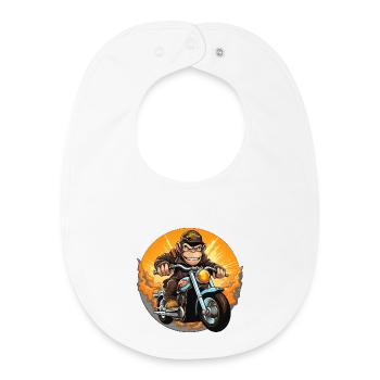Singe Moto / Motard Singe - Bavoir bébé bio - blanc - Devant