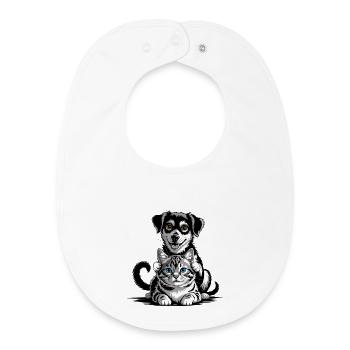 Dog And Cat Best Friends - Baby Organic Bib - white - Front
