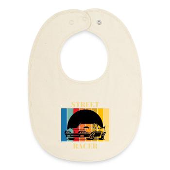 Vintage Racing Car Street Art Design - Baby Organic Bib - soft Ecru - Front