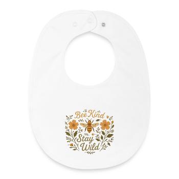Bienenkind Bleib wild Illustration, Boho Cottagecore - Baby Organic Lätzchen - Weiß - Vorne