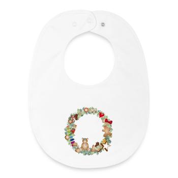 Colorful Christmas wreath with toys and gingerbread - Baby Organic Bib - white - Front