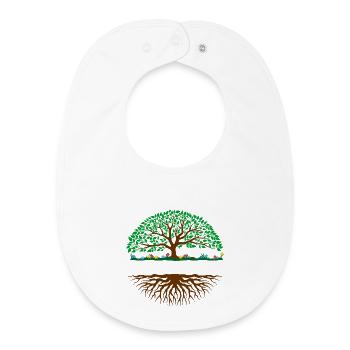 Arbre d’illustration couleur – tronc brun, feuille verte - Bavoir bébé bio - blanc - Devant