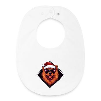 Santa Dog Cartoon - Baby Organic Bib - white - Front