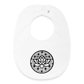 Fleur de vie & lotus - Bavoir bébé bio - blanc - Devant